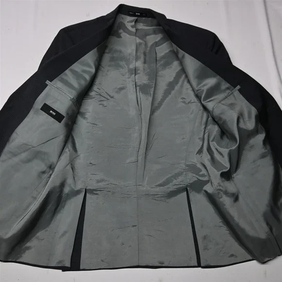 Hugo Boss 40R Gray Glenn Check Paolini/Movio‎ USA Made Sport Coat Suit Jacket